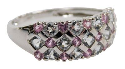 Lot 424 - A 9ct white gold pink tourmaline and cz...