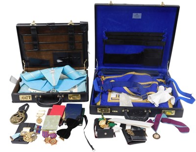 Lot 439 - A group of Masonic regalia, including jewels,...