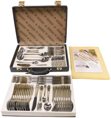 Lot 440 - An SPS silver and gold plated canteen of...