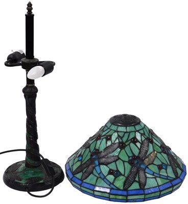 Lot 441 - A Tiffany style table lamp, with a conical...