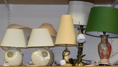 Lot 2087 - A group of table lamps, to include a pottery...