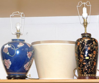 Lot 2092 - A 20thC pottery table lamp, of cylindrical...