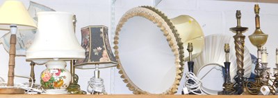 Lot 2093 - A group of table lamps, to include an oak lamp,...