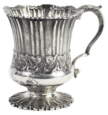 Lot 76 - A George II/III silver mug, of part fluted...