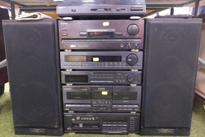 Lot 2183 - A Pioneer sound system, comprising turntable,...