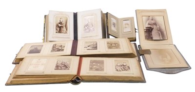 Lot 459 - Five Victorian cloth bound photograph albums,...
