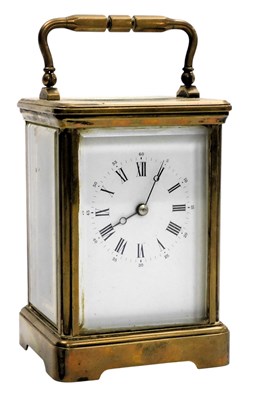 Lot 477 - A French brass cased carriage...