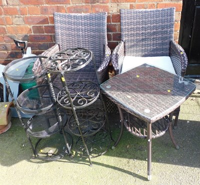 Lot 1035 - A plastic woven garden set, comprising two...