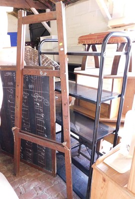 Lot 1093 - A stained pine blackboard, on an A frame stand,...