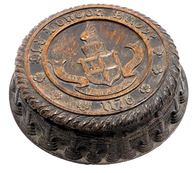 Lot 484 - A late 19thC carved oak snuff box, of...
