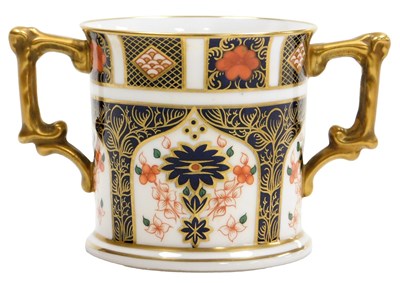 Lot 495 - A Royal Crown Derby porcelain Imari loving cup,...