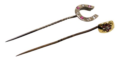 Lot 548 - A Victorian ruby and diamond stick pin, in a...