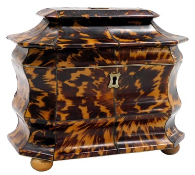 Lot 681 - A Regency tortoiseshell tea caddy, of bombe...