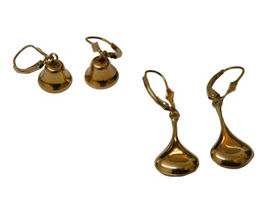Lot 212 - Two pairs of drop earrings, in the form of...