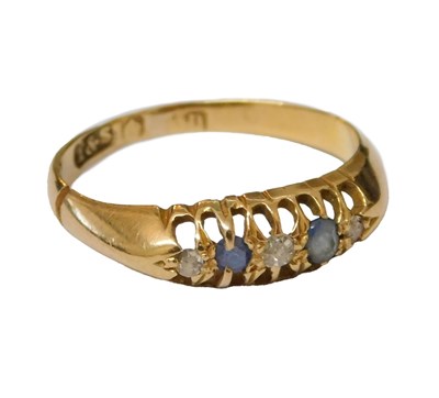Lot 206 - A Victorian diamond and sapphire five stone...
