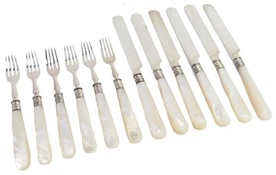 Lot 80 - A set of six Victorian silver and mother of...
