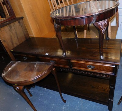 Lot 1148 - An oak sideboard, with three frieze drawers,...