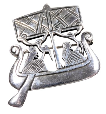 Lot 578 - A Danish silver brooch modelled as a Viking...