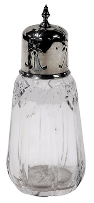 Lot 593 - A George V cut glass and silver lidded sugar...