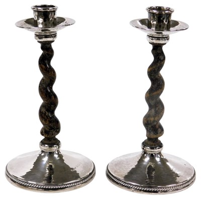 Lot 598 - A pair of George V loaded silver and oak...