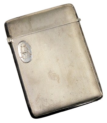 Lot 600 - A George V silver card case, with engine...
