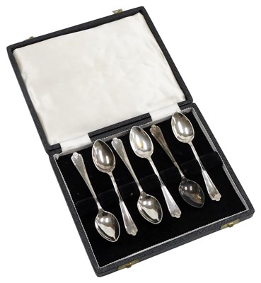 Lot 601 - A set of six George VI silver coffee...