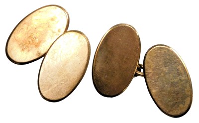 Lot 604 - A pair of 9ct rose gold double oval and chain...