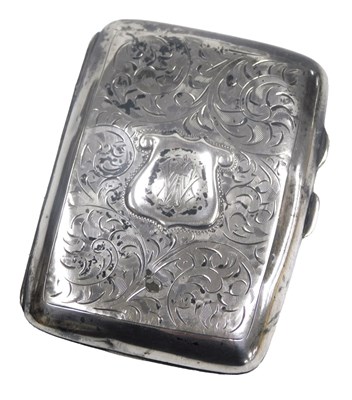 Lot 605 - A George V silver cigarette case, with foliate...