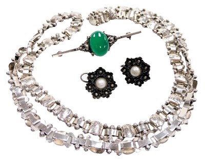 Lot 567 - A silver fancy link necklace, with foliate...