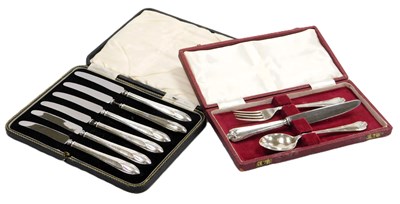 Lot 616 - An Elizabeth II silver knife fork and spoon...