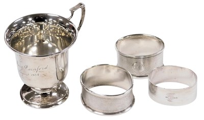 Lot 619 - An Edward VIII silver Christening cup, name...