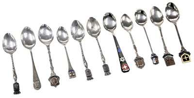 Lot 623 - Seven silver commemorative tea and coffee...