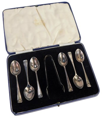 Lot 93 - A set of six George V silver coffee spoons and...