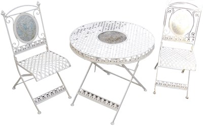 Lot 735 - A cream painted cast iron bistro...