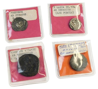 Lot 252 - Four Roman and other coins, for Nero, Commodus,...