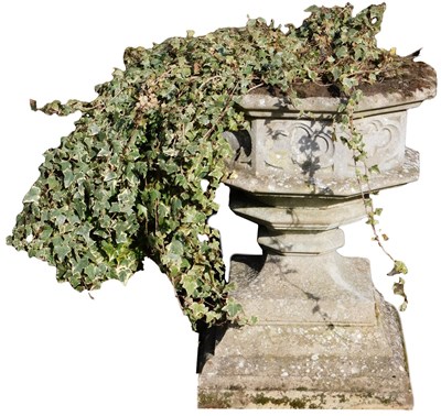 Lot 742 - A reconstituted stone Gothic style octagonal...
