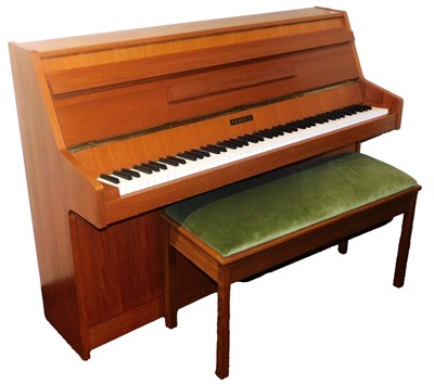 Lot 677 - A Kemble teak cased upright piano, together...