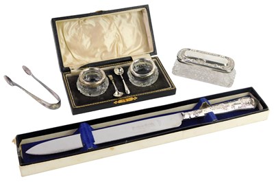 Lot 95 - A group of silver, to include a silver handled...