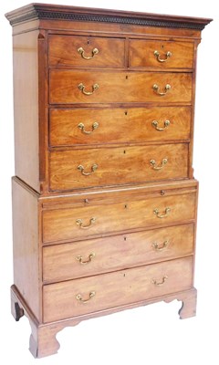 Lot 753 - A George III mahogany chest on chest, the...