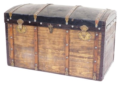 Lot 761 - A Victorian domed stained pine trunk, with...