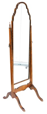 Lot 762 - An early 20thC mahogany cheval mirror, with a...