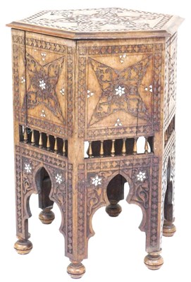 Lot 819 - An Indian hardwood and mother of pearl inlaid...