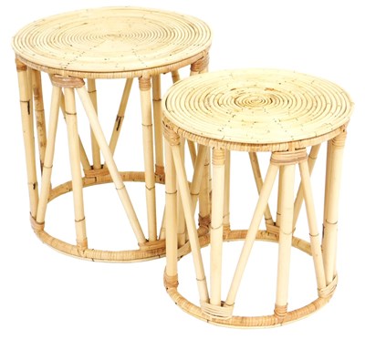 Lot 785 - A pair of rattan and bamboo circular graduated...