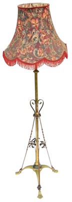 Lot 788 - An early 20thC brass standard lamp, with...