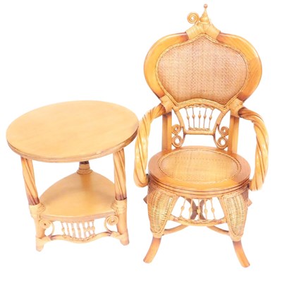 Lot 810 - A Hello Hobby bamboo and rattan chair, 54cm...