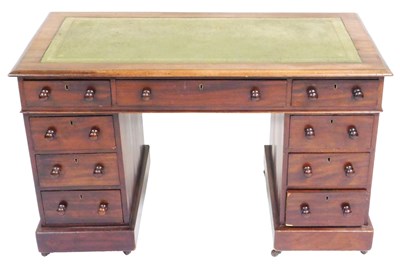 Lot 811 - A Victorian mahogany twin pedestal desk, with...