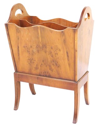 Lot 813 - A Reprodux yew wood magazine trough, of twin...