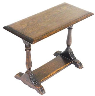 Lot 828 - A 17thC style oak stool, with a rectangular...