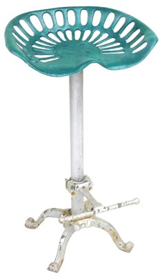 Lot 832 - A vintage cast iron tractor seat stool, the...