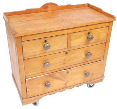 Lot 850 - A Victorian pine chest, of two short over two...
